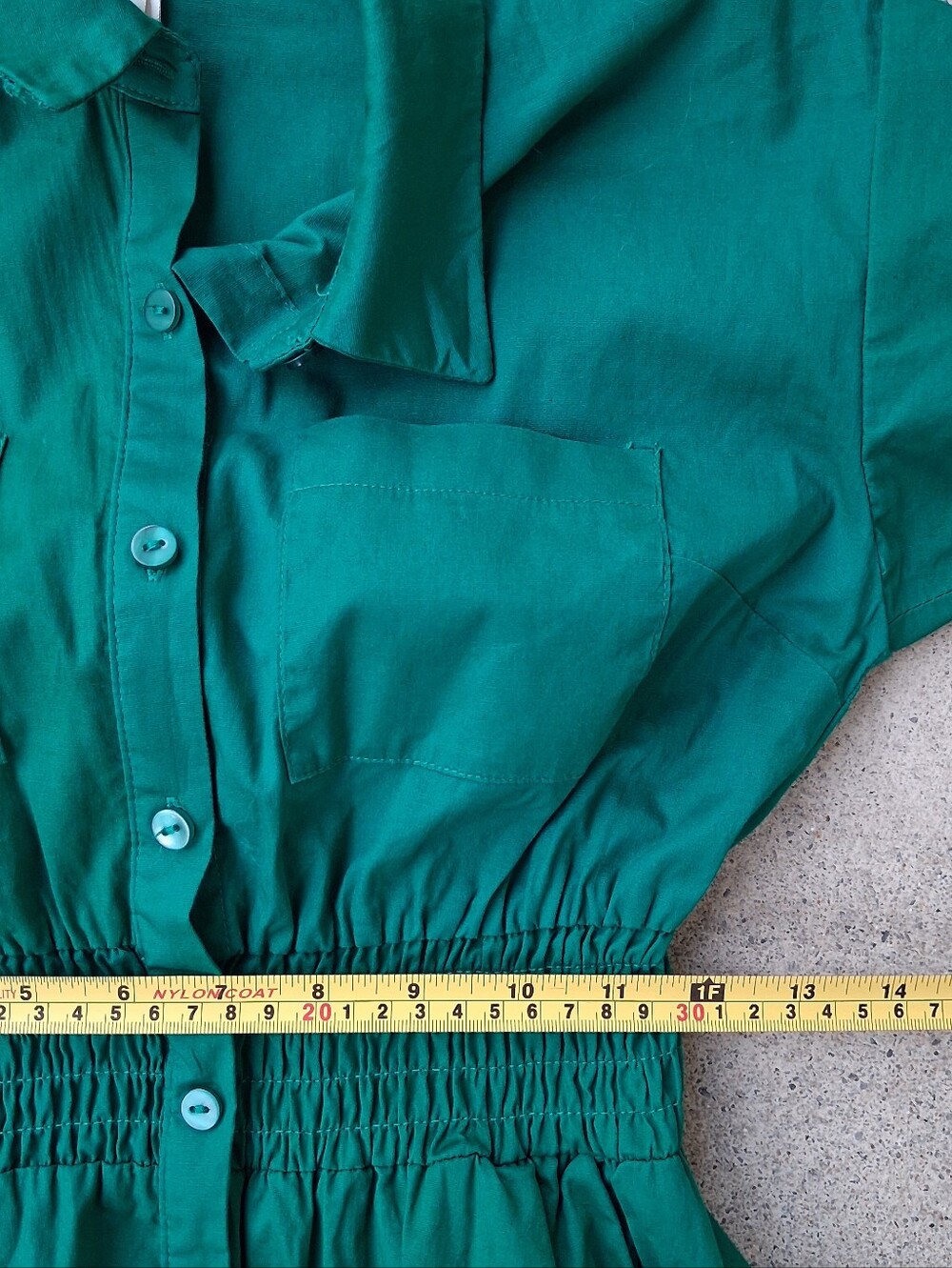 Monteau Los Angeles Green Shirt Dress Smoked Waste Midi Dress - Picture 9 of 11